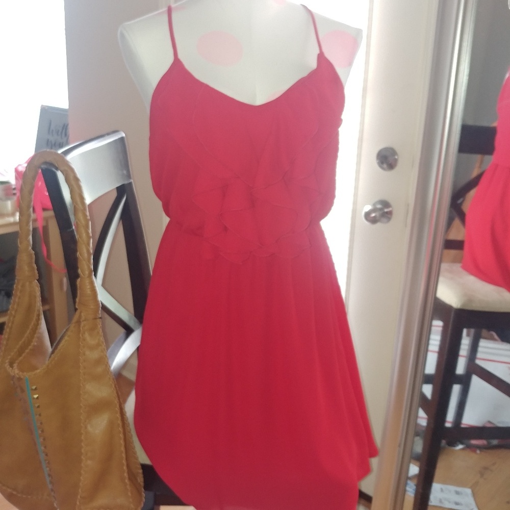 *MS* Birdcage | lined red ruffle racerback dress medium